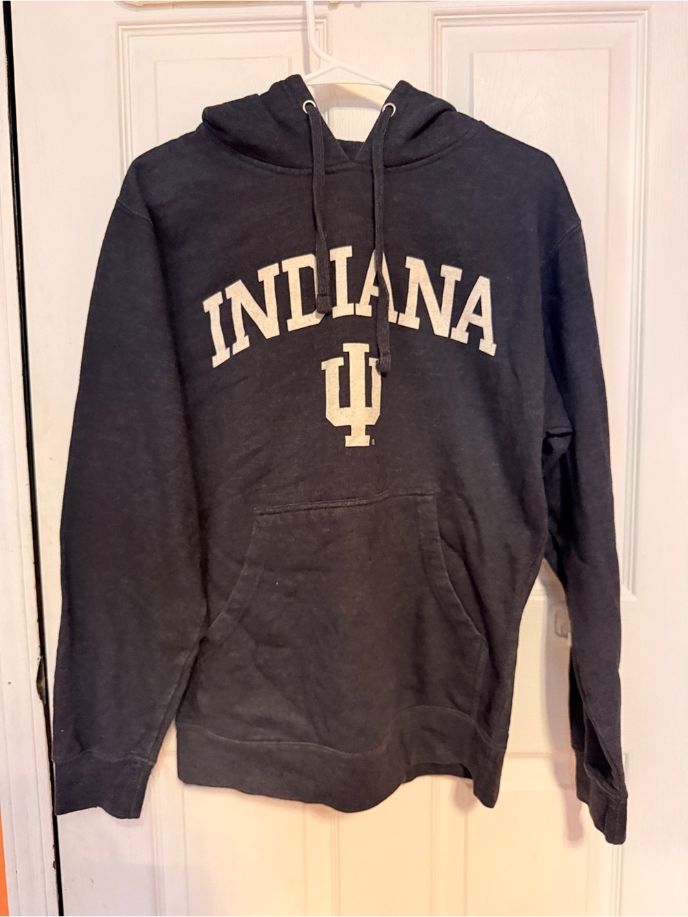 Indiana Pullover Hoodie with IU Logo - Dark Gray